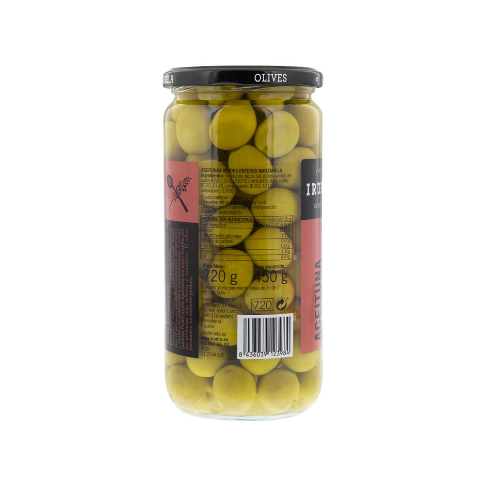 IRUELA - Manzanilla (Sevillana) Olives - Unpitted (720g)