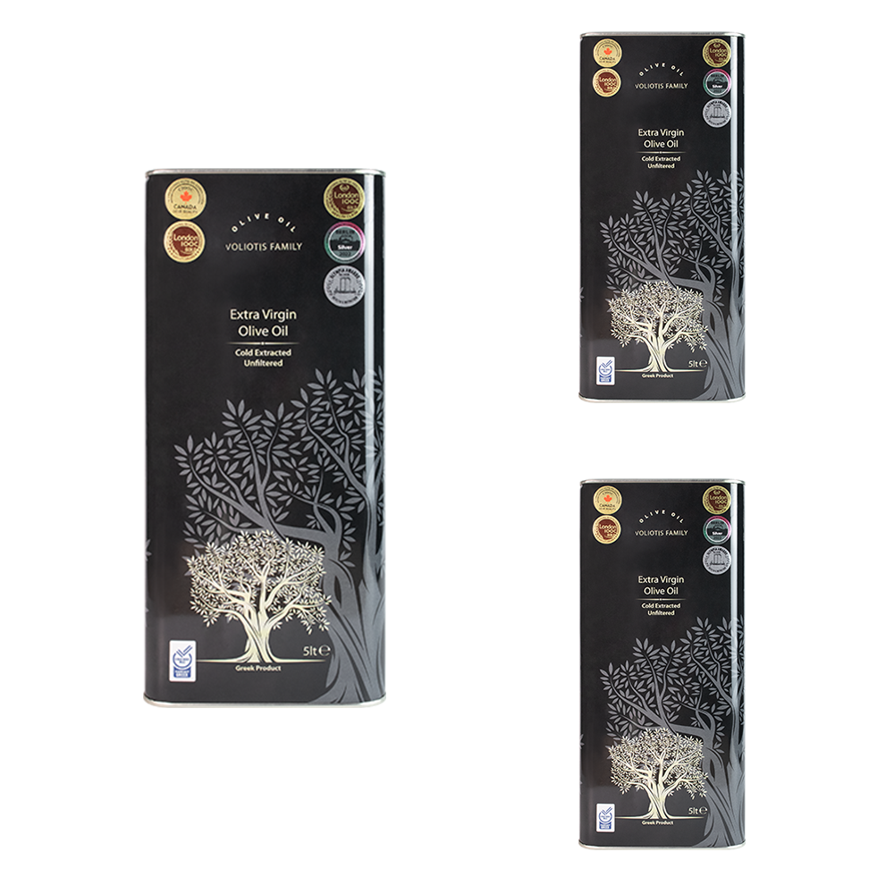 Voliotis Family Extra Virgin Olive Oil (5L CAN) - 100% Amfissas - Unfiltered