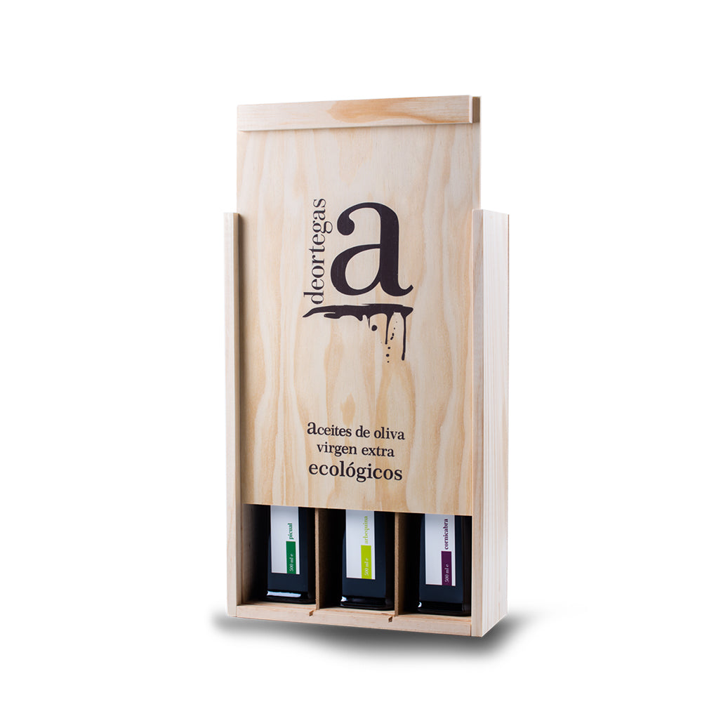 Deortegas Gift Box – 3 Organic Monovarietal Extra Virgin Olive Oils (3x500ml)
