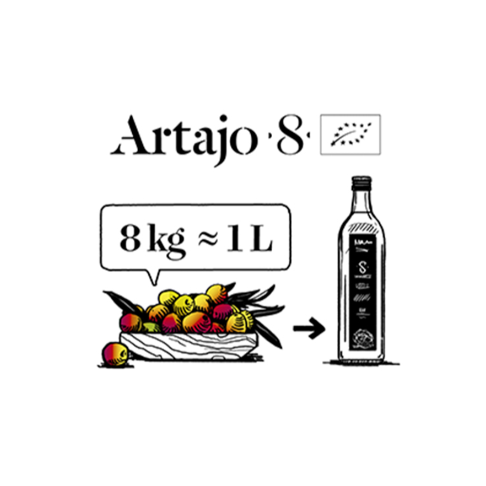 Artajo 8 'EN RAMA' Bio Unfiltered Extra Virgin Olive Oil (1000 ml) - 100% Arbequina