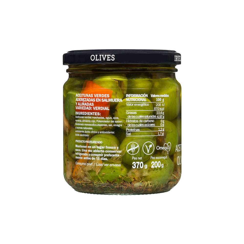 IRUELA - 'Chupadedos' Olives - Unpitted (370g)