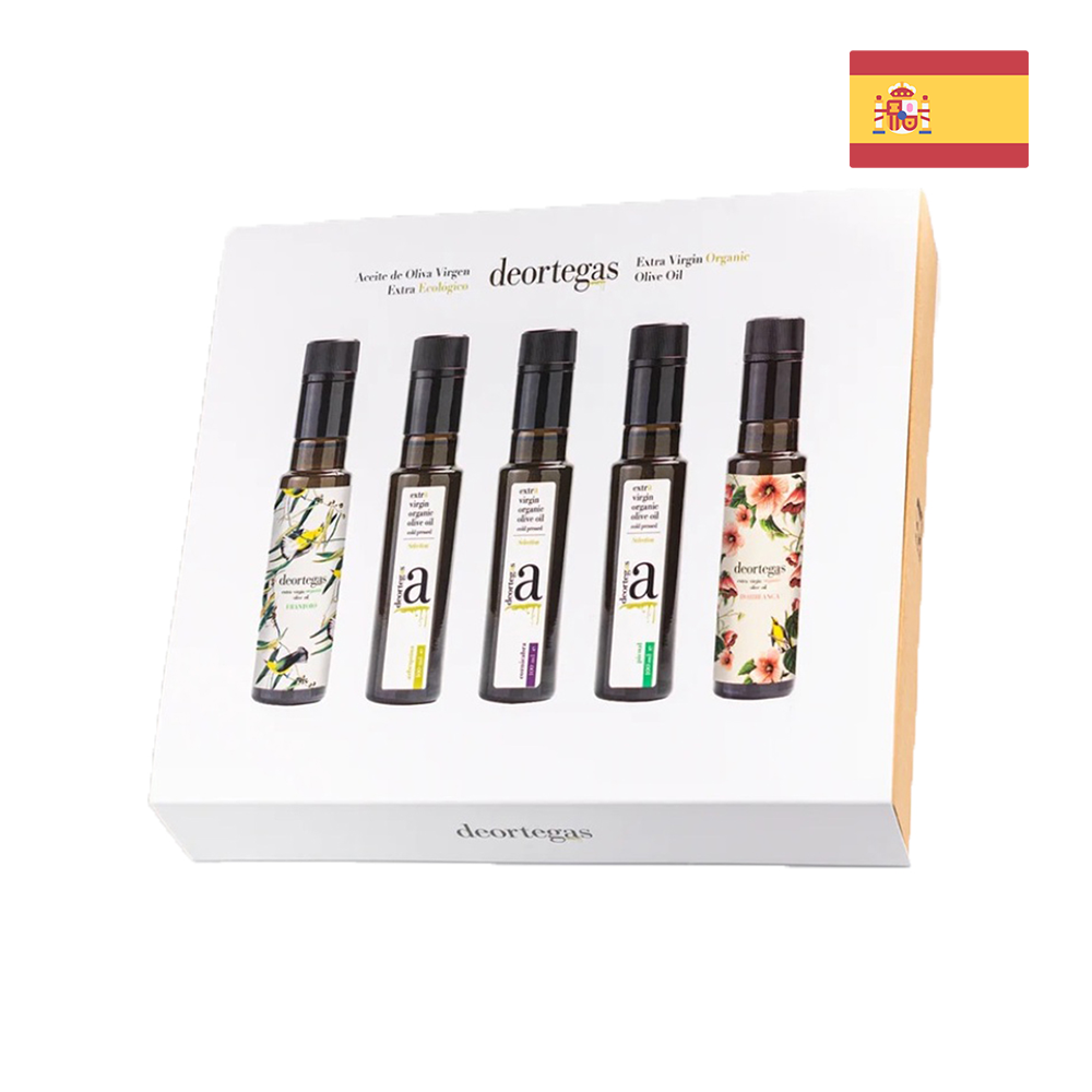 Deortegas Gift Box – 5 Organic Monovarietal Extra Virgin Olive Oils (5x100ml)