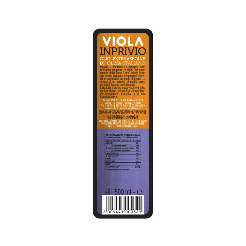 Viola Inprivio Extra Virgin Olive Oil (500ml) - 100% Frantoio