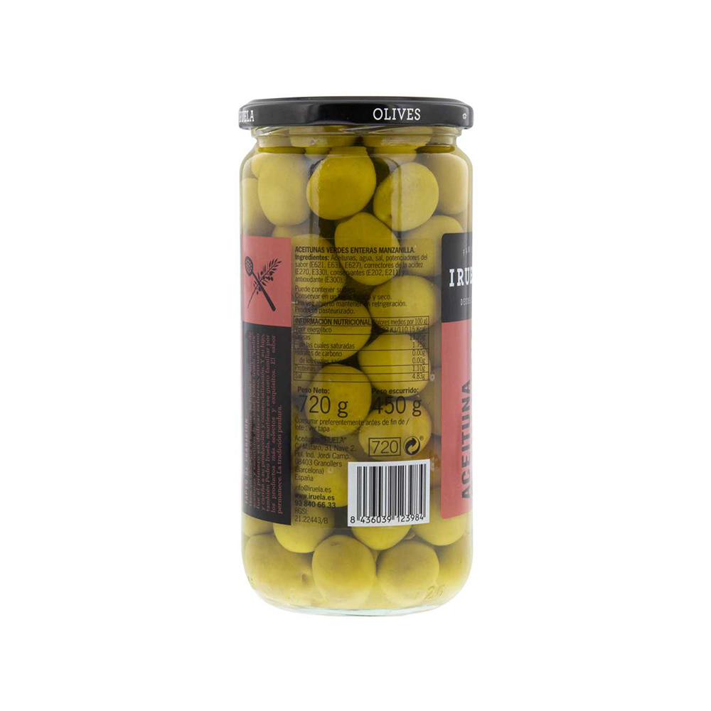 IRUELA - Manzanilla Olives - Unpitted (720g)