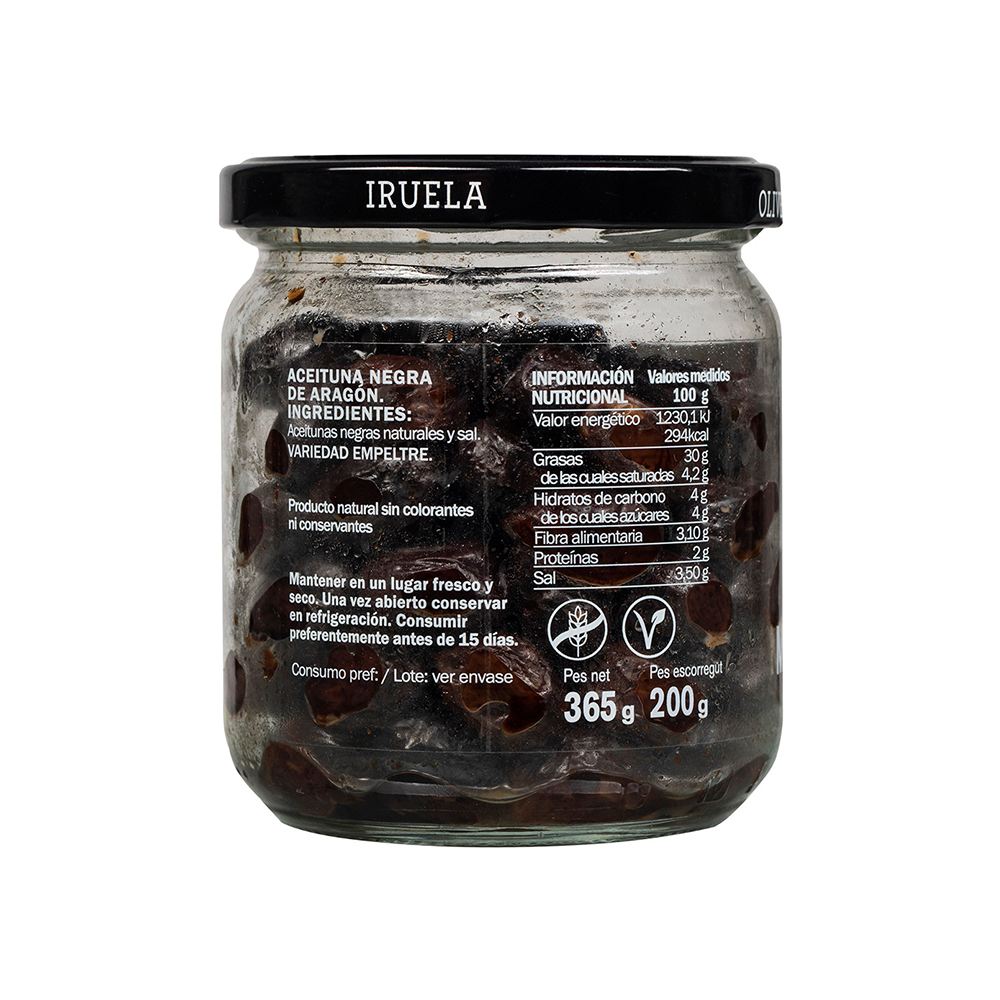 IRUELA - Aragón Black Olives - Unpitted (200g)