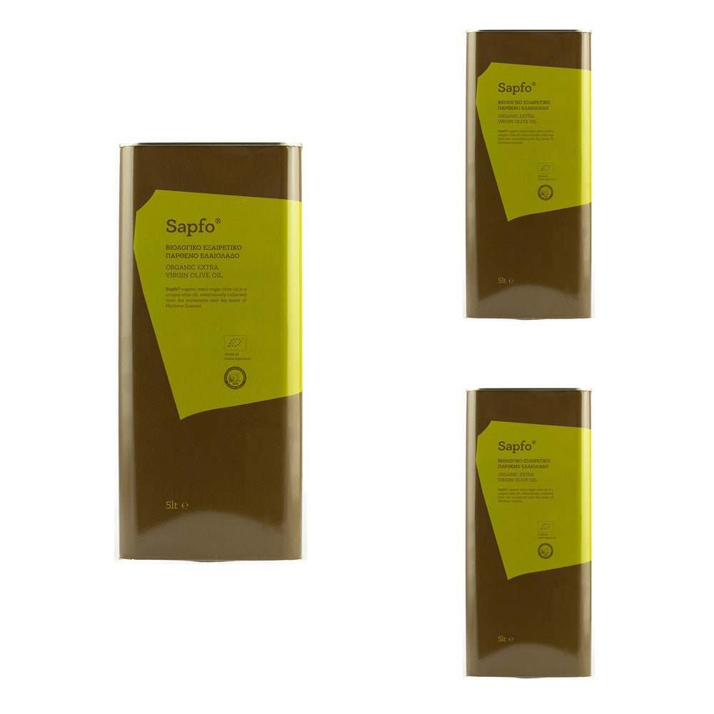 Papadellis Sapfo Organic Extra Virgin Olive Oil (5L CAN) - Kolovi, Adramytini & Agriela Blend
