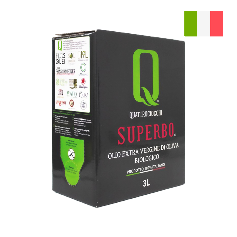 Quattrociocchi Superbo Organic Extra Virgin Olive Oil (3L BIB) - 100% Moraiolo